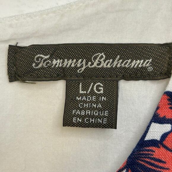 Tommy Bahama Lavatera Leis Linen shift tropical print white shift dress size L - Picture 5 of 6